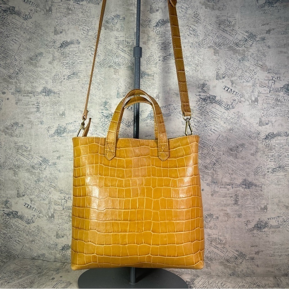 Madewell Small Transport Leather Crossbody Croc Embossed Bag Top Handle